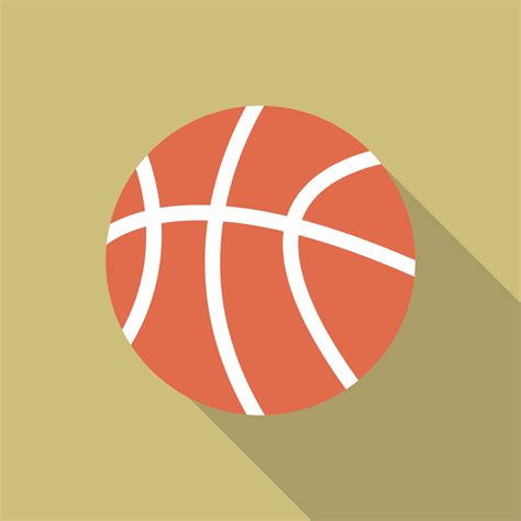 Basketball Ball Flat Icon With Long Shadow Simple School Physical