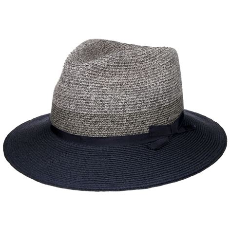 Stetson Contrast Brim Toyo Straw Hat Navy