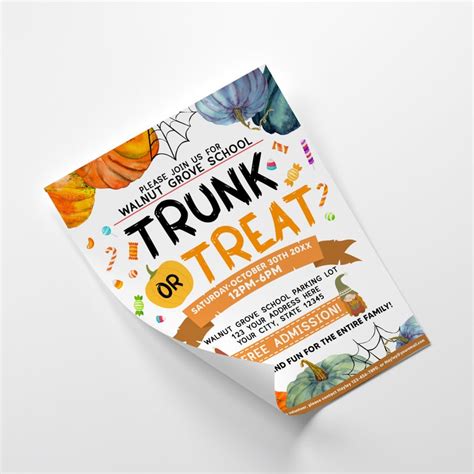 Editable Trunk Or Treat Flyer School Neighborhood Church Etsy