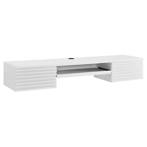 Office Desk In White Wall Mount Wood Finish - AptDeco