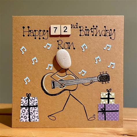 Personalised Guitarist Birthday Card Handmade Hand Drawn Etsy