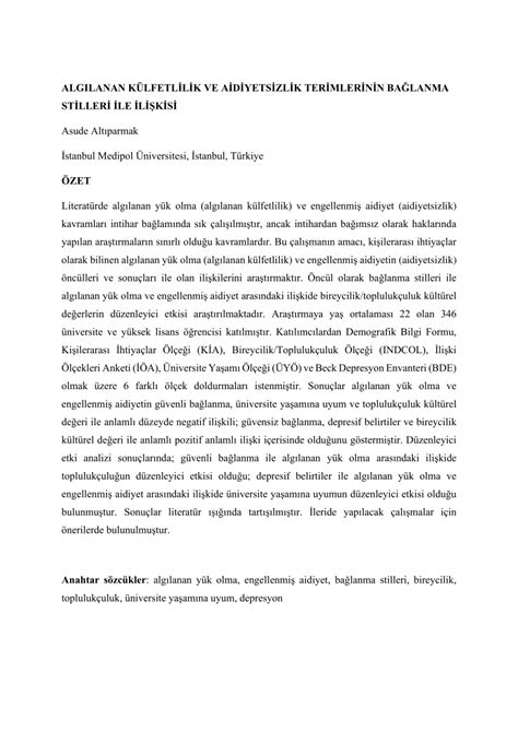 PDF ALGILANAN KÜLFETLİLİK VE AİDİYETSİZLİK TERİMLERİNİN BAĞLANMA