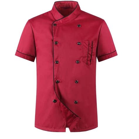 Jual Baju Koki Pria Chef Jacket Kemeja Kerja Lengan Pendek Hitam