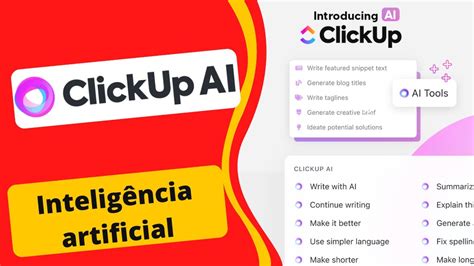 ClickUp AI Inteligência artificial para mais produtividade YouTube