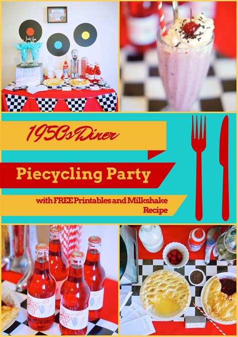 S Diner Theme Piecyling Party With Free Printables Diner Party