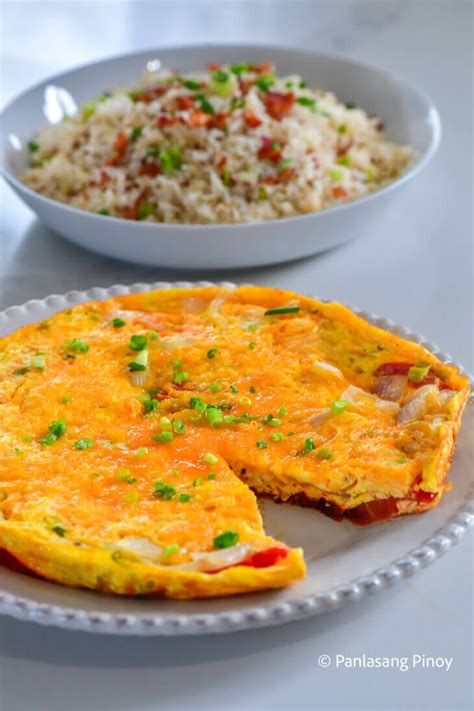 Pinoy Breakfast Omelet and Bacon Garlic Fried Rice - Panlasang Pinoy