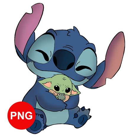 Stitch Hug Baby Yodaa Frog Grogu And Stitch Digital Png Stitch Etsy