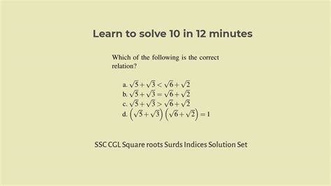 Surds Indices Square Root Questions Solved Ssc Cgl Suresolv