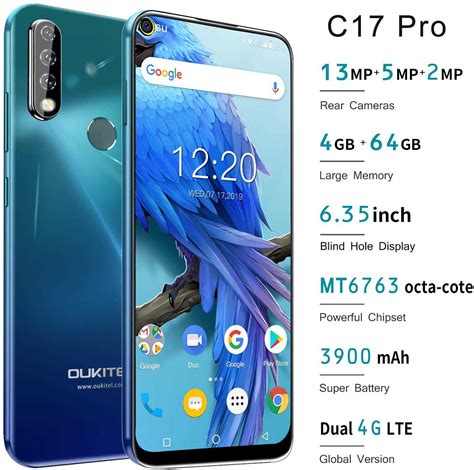 OUKITEL C17 PRO Cell Phones 64GB 4GB RAM 6 35 Inch FHD Screen Android 9