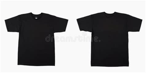 Blank Black T-shirt Set Isolated Mock Up Tshirt To Be Printed. Stock ...