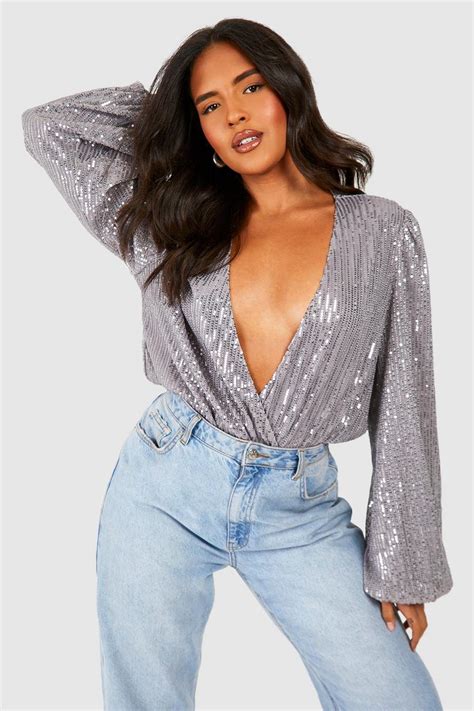 Sequin Bodysuits Glitter And Sparkly Bodysuits Boohoo Usa