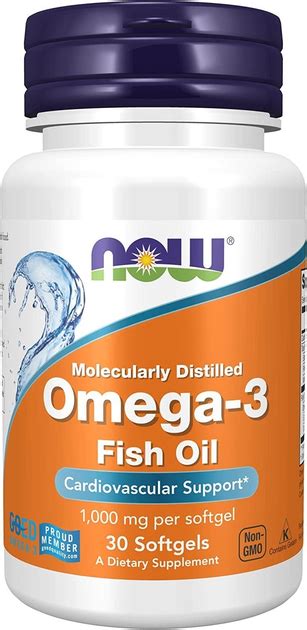 Омега 3 Now Foods Omega 3 Molecularly Distilled Fish oil 1000 мг