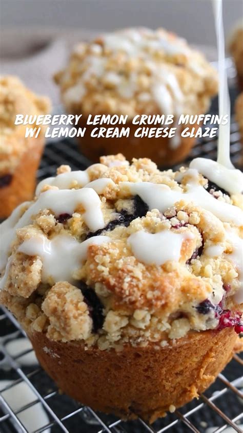 Blueberry Lemon Crumb Muffins W Cream Cheese Glaze Artofit