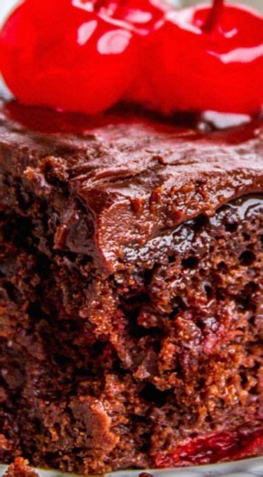 Chocolate Cherry Sheet Cake With Fudge Frosting Recipe Specialty Cakes Brownie Mix Recipes