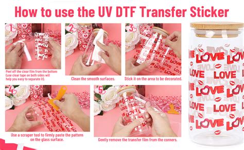 Amazon Meneng UV DTF Cup Wraps Stickers 9Sheets Valentine Uvdtf