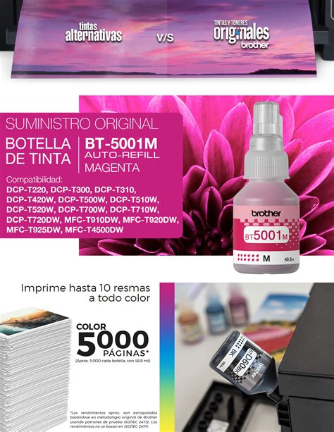 Botella de Tinta Original Brother BT 5001M Magenta Súper Alto