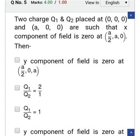 Two Charge Q1 Andq2 Placed At 000l And A00 Are Such That X Compon