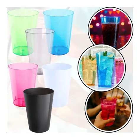 Copos De Acrilico Coloridos - Kit 50 Copos Acrílico 300ml - Descartáveis Coloridos