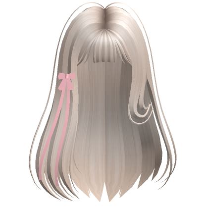 Straight Hair With Ribbon Platinum Blonde Roblox