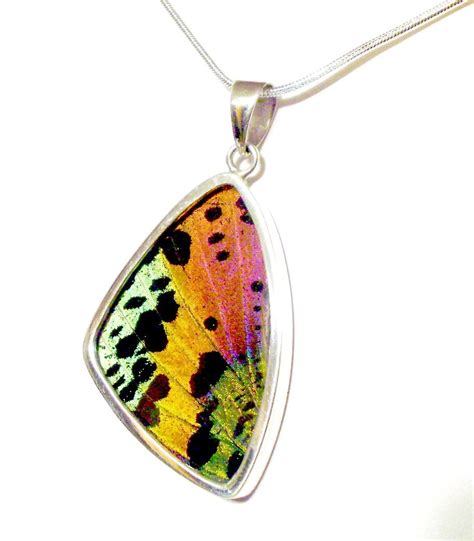 Real Butterfly Wing Jewelry Sterling Silver Pendant Necklace