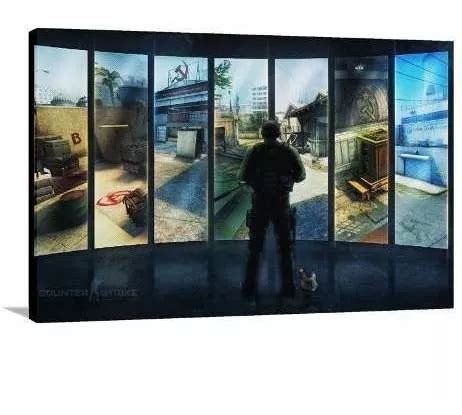 Quadro Decorativo Csgo Mapas Jogos Tela Em Tecido Parcelamento