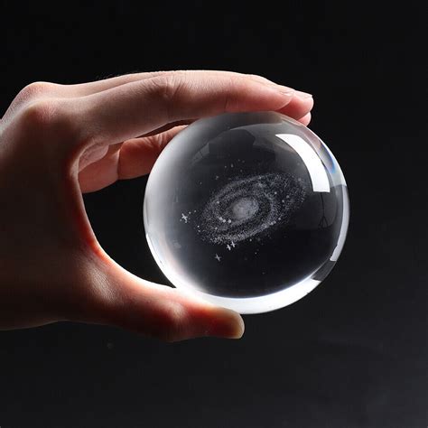 Large 80mm 3d Solar System Crystal Ball Planets Glass Sphere Engraved