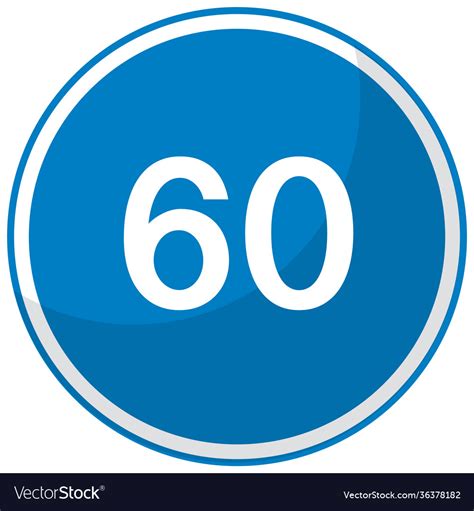 Blue Minimum Speed Limit 60 Road Sign Isolated Vector Image