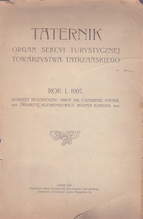 TATERNIK 1907 1938 Antykwariat Filar