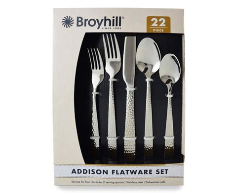 Broyhill Addison Hammered 22 Piece Flatware Set Big Lots Flatware