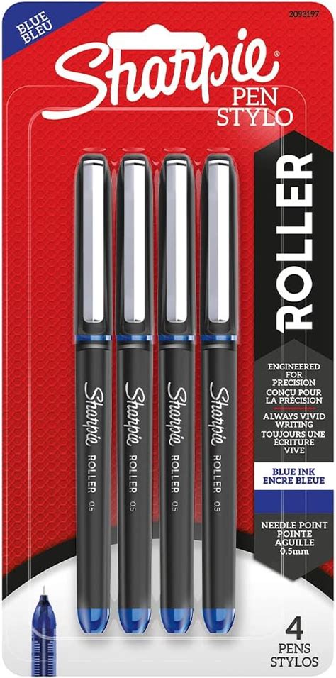 SHARPIE Bolígrafo Rollerball Azul Punta de aguja 0 5 mm 4 CT