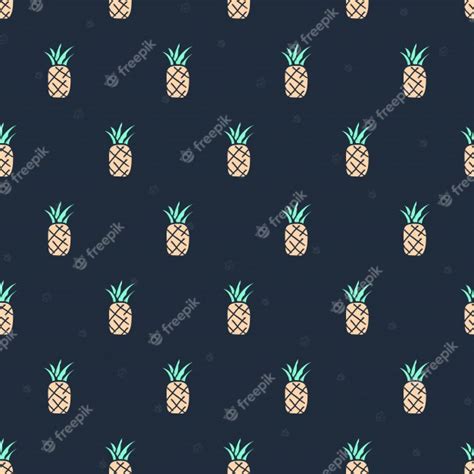 Premium Vector Tropical Cute Hand Drawn Doodle Pineapple Seamless Pattern