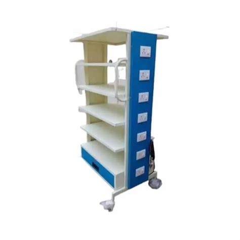 White And Blue Mild Steel Monitor Trolley For Clinical At Rs 21000 In