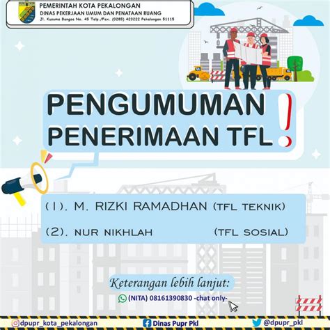 PENGUMUMAN PENERIMAAN TFL Dinas Pekerjaan Umum Dan Penataan Ruang