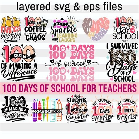 100 Days Of School Svg Bundle 13 Designs 100th Day Of Etsy