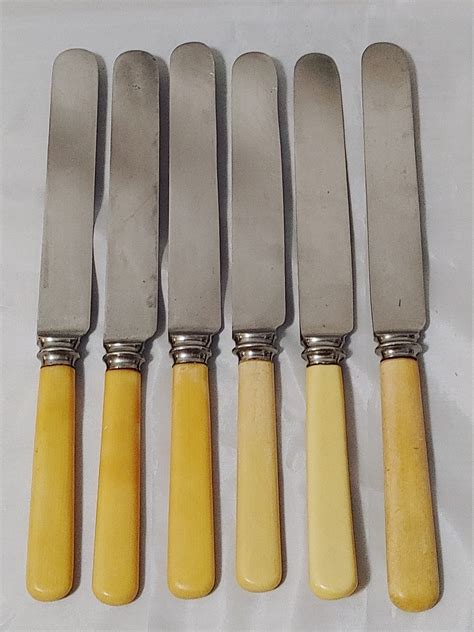 Vintage Butter Knife Set With Faux Bone Handles Various Etsy