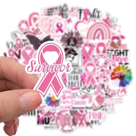 Breast Cancer Awareness Stickers Pink Ribbon Vinyl Waterproof Decal Laptop Scrapbook Water