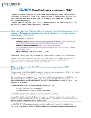 Fillable Online Drh Univ Amu Guide Candidats Aux Concours ITRF Fax