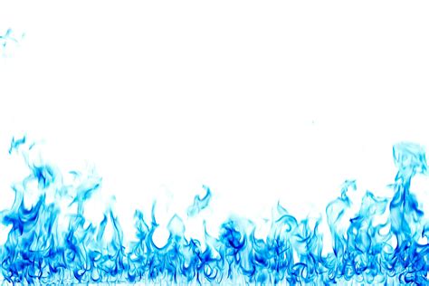 Blue Fire Flames White Background