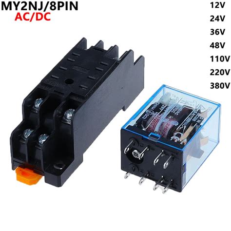 1Set HH52P MY2NJ Model DPDT 12VDC DC24V AC110V AC220V Coil 8 Pin 35mm