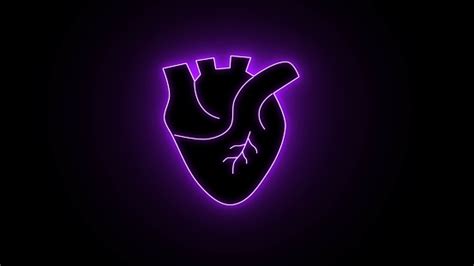 Neon Abstract Purple Human Heart Heart Anatomy 3d Realistic Isolated