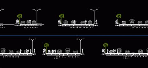 Section Street Downtown Monterrey 2D DWG Section For AutoCAD