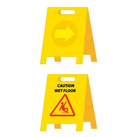 Premium Vector Caution Wet Floor Yellow Plastic Sign