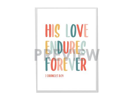 His Love Endures Forever Bible Verse Print Kids Nursery Room | Etsy