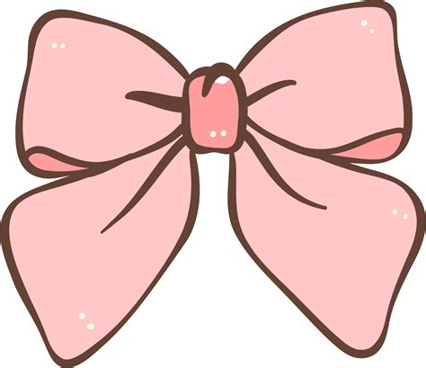 Cute Pink Hair Bow Doodle Outline Illustration Png