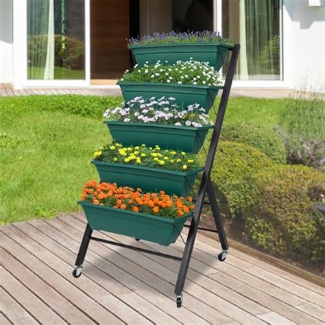 Giantex Vertical Raised Garden Bed On Wheels 5 Tier