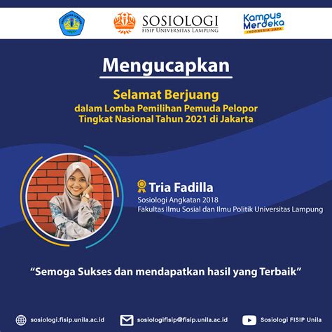 Selamat Berjuang Untuk Tria Fadilla Mahasiswa Angkatan 2018 Dalam Lomba