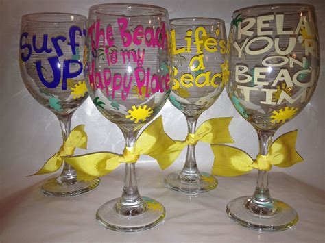 Beach Themed Wine Glasses Diy Wine Glasses Decorated Wine Glasses