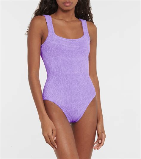 Square Neck Swimsuit In Purple Hunza G Mytheresa