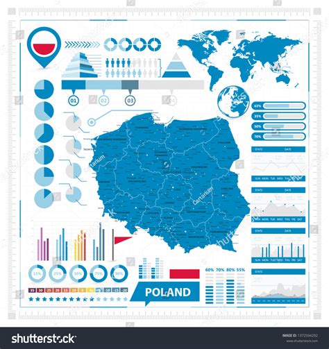 Poland Map Infographic Elements Vector Illustration 스톡 벡터로열티 프리