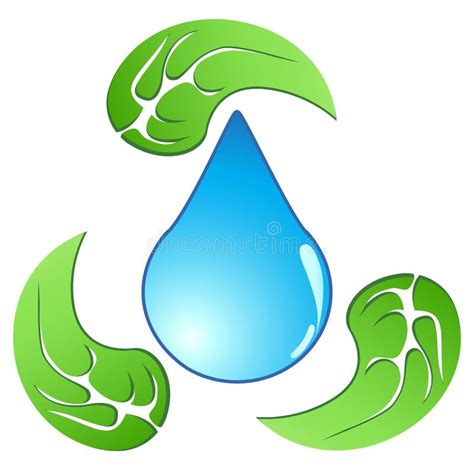 Reciclaje De Gota Del Agua Con La Hoja Ilustración del Vector